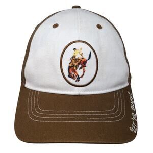 "Let' Er Buck" Slideback Baseball Cap Brown One Size Adjustable Cotton 3 Point